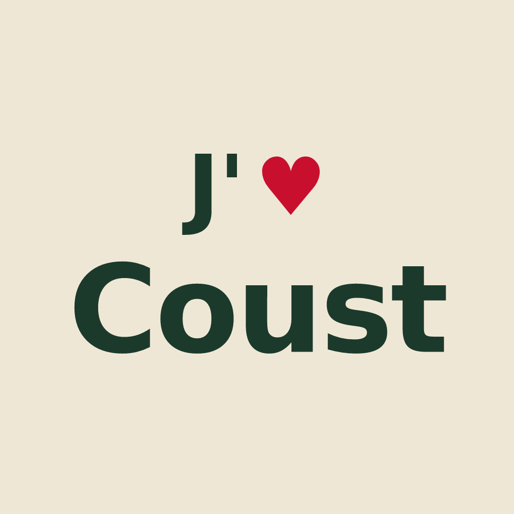 Tote bag personnalisé Coust — design J'aime Coust