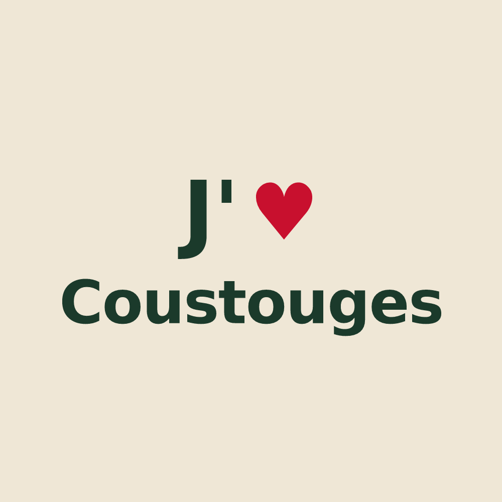 Tote bag personnalisé Coustouges — design J'aime Coustouges