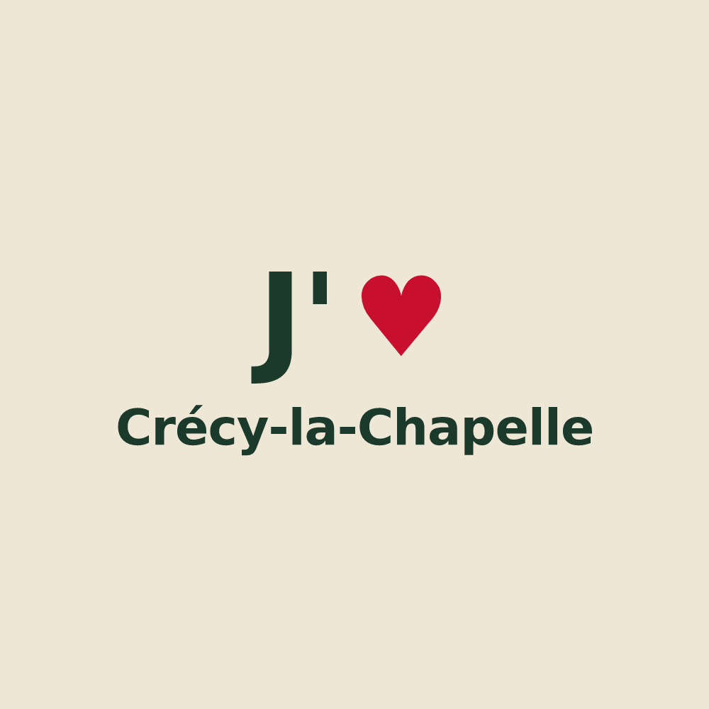 Tote bag personnalisé Crécy-la-Chapelle — design J'aime Crécy-la-Chapelle