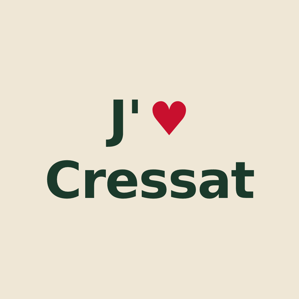 Tote bag personnalisé Cressat — design J'aime Cressat