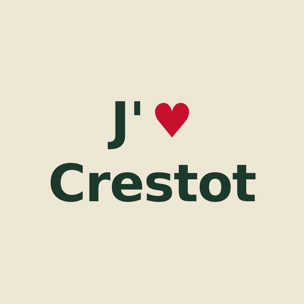 Tote bag personnalisé Crestot — design J'aime Crestot