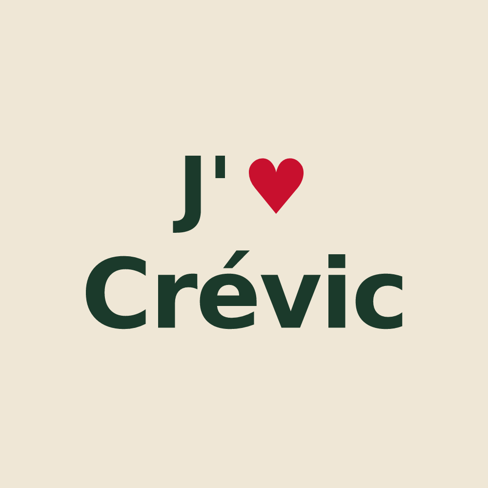 Tote bag personnalisé Crévic — design « J'aime Crévic » imprimé sur le tote bag