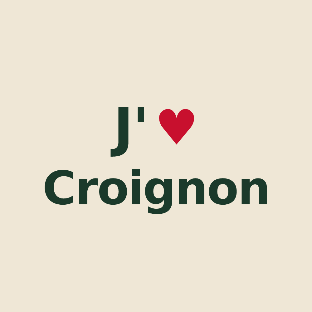 Tote bag personnalisé Croignon — design « J'aime Croignon » imprimé sur le tote bag