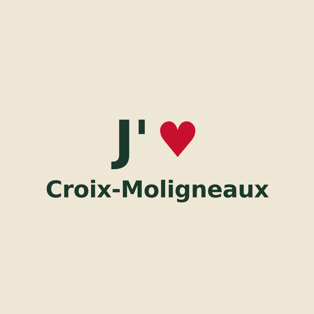 Tote bag personnalisé Croix-Moligneaux — design « J'aime Croix-Moligneaux » imprimé sur le tote bag