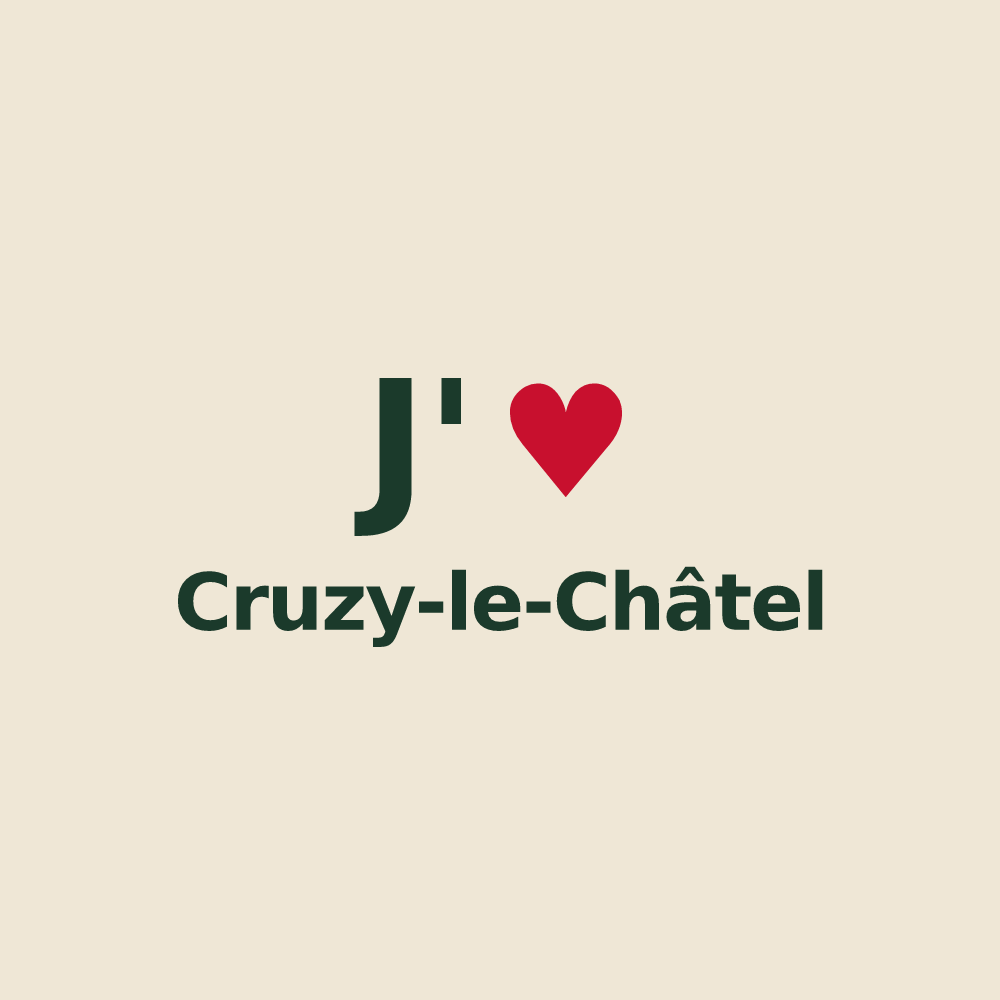 Tote bag personnalisé Cruzy-le-Châtel — design J'aime Cruzy-le-Châtel