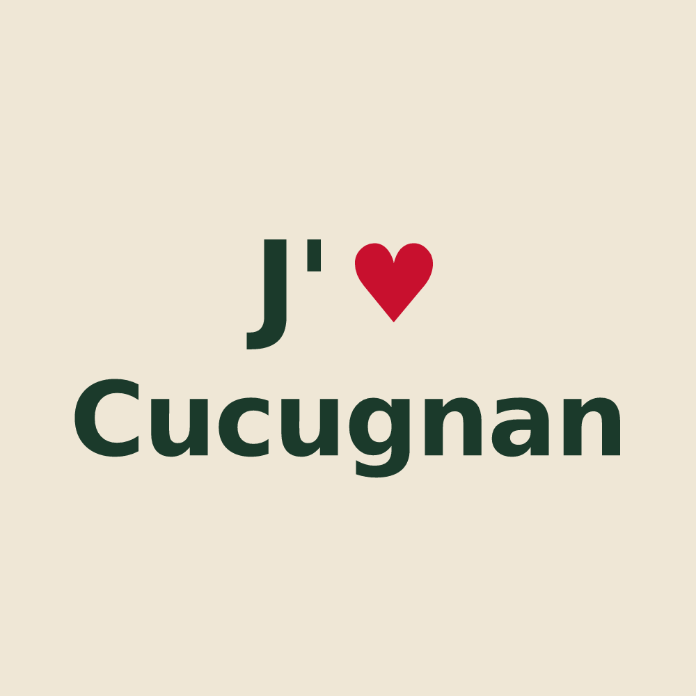 Tote bag personnalisé Cucugnan — design « J'aime Cucugnan » imprimé sur le tote bag