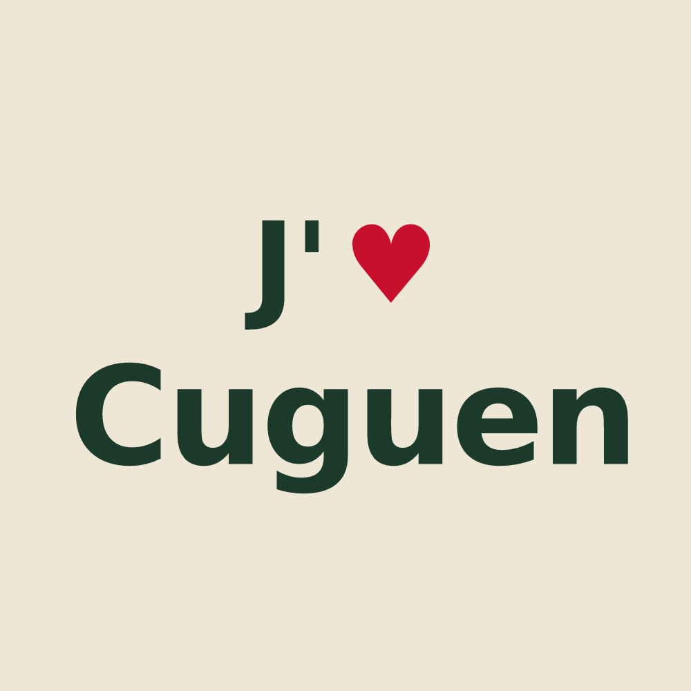 Tote bag personnalisé Cuguen — design « J'aime Cuguen » imprimé sur le tote bag