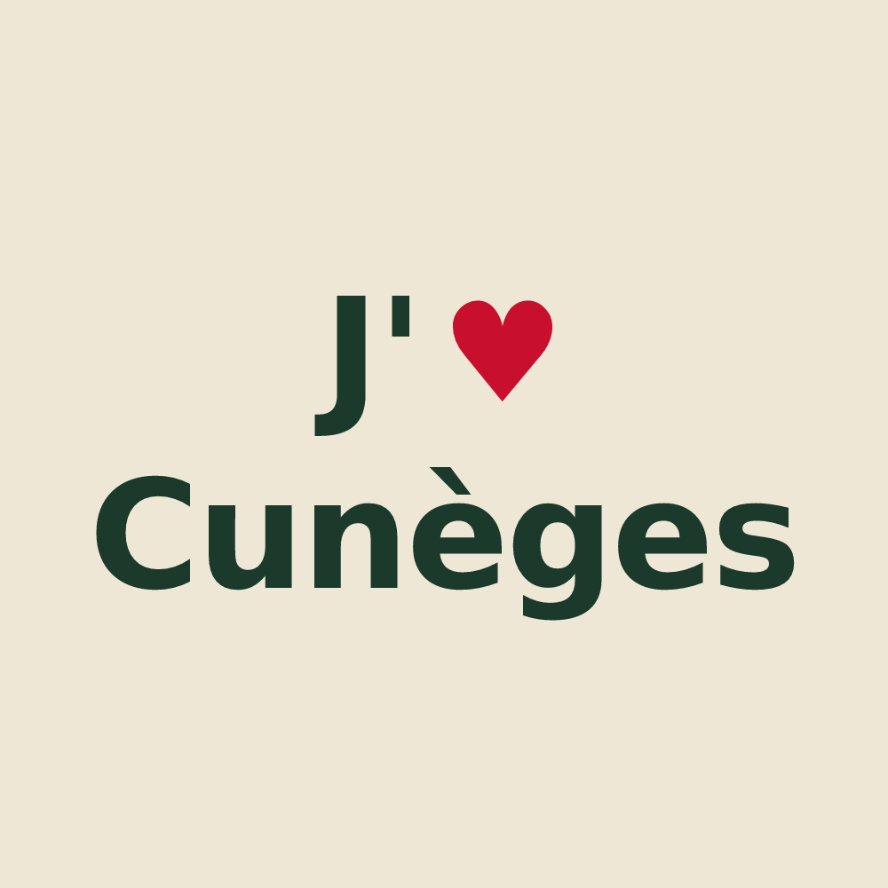 Tote bag personnalisé Cunèges — design « J'aime Cunèges » imprimé sur le tote bag