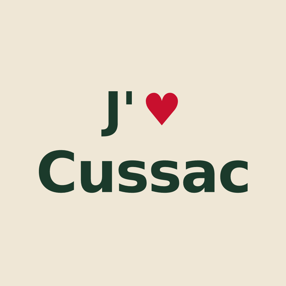 Tote bag personnalisé Cussac — design J'aime Cussac
