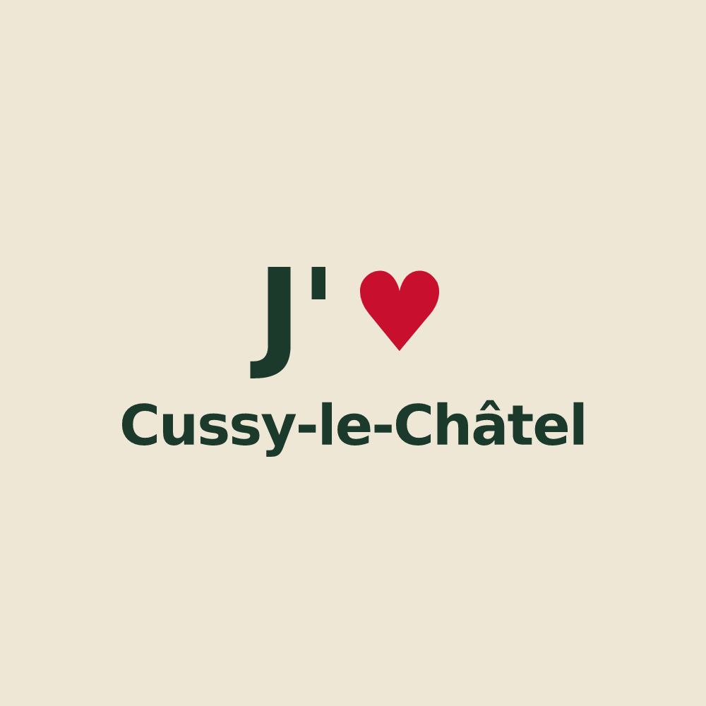Tote bag personnalisé Cussy-le-Châtel — design J'aime Cussy-le-Châtel