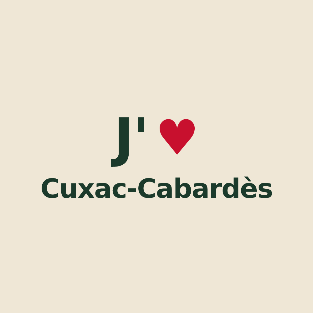 Tote bag personnalisé Cuxac-Cabardès — design J'aime Cuxac-Cabardès