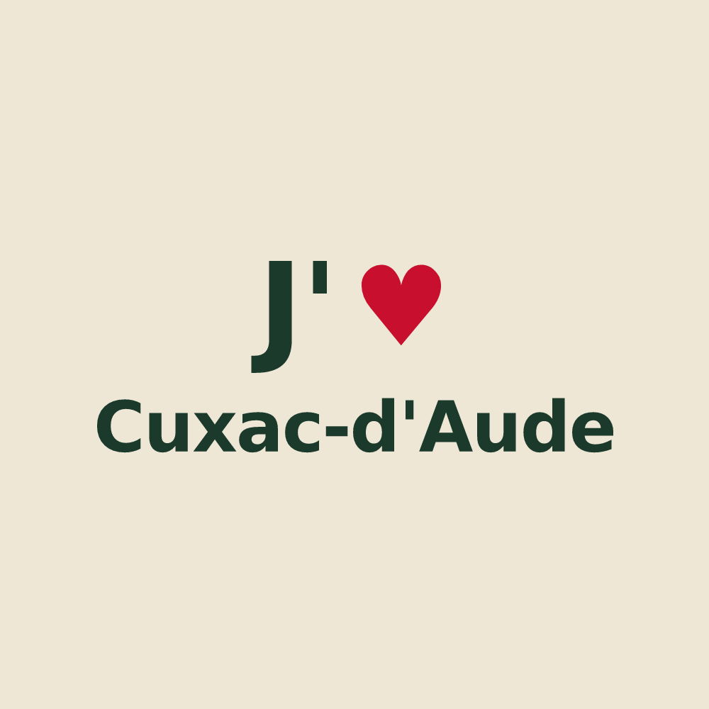 Tote bag personnalisé Cuxac-d'Aude — design J'aime Cuxac-d'Aude