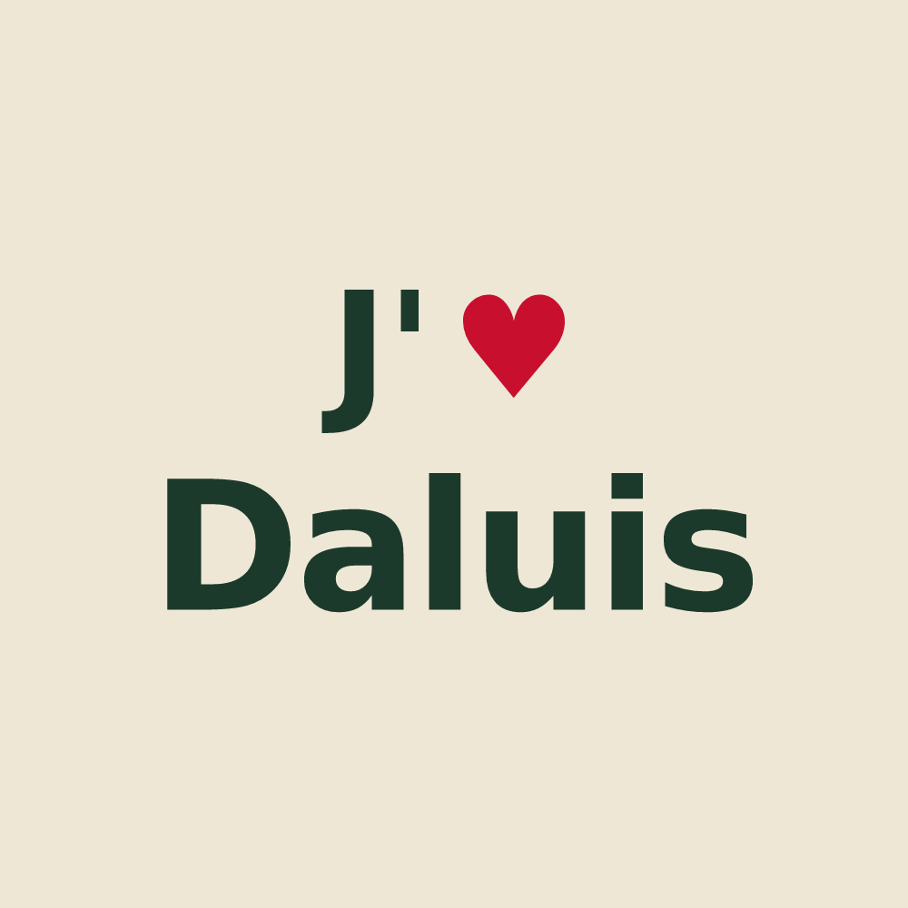 Tote bag personnalisé Daluis — design « J'aime Daluis » imprimé sur le tote bag