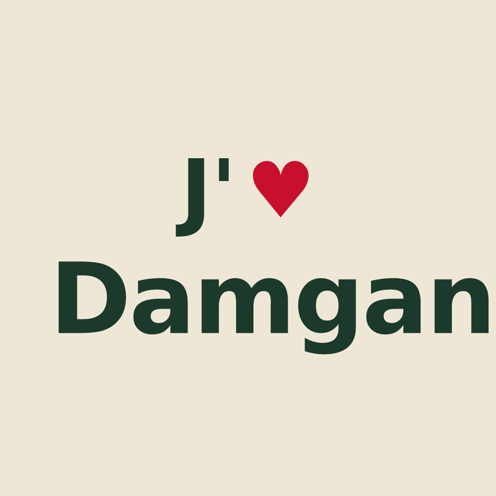 Tote bag personnalisé Damgan — design « J'aime Damgan » imprimé sur le tote bag