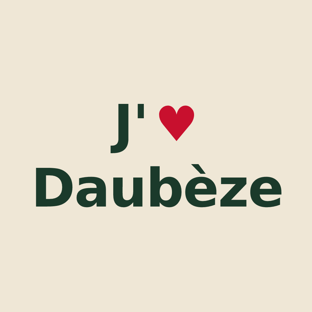 Tote bag personnalisé Daubèze — design « J'aime Daubèze » imprimé sur le tote bag