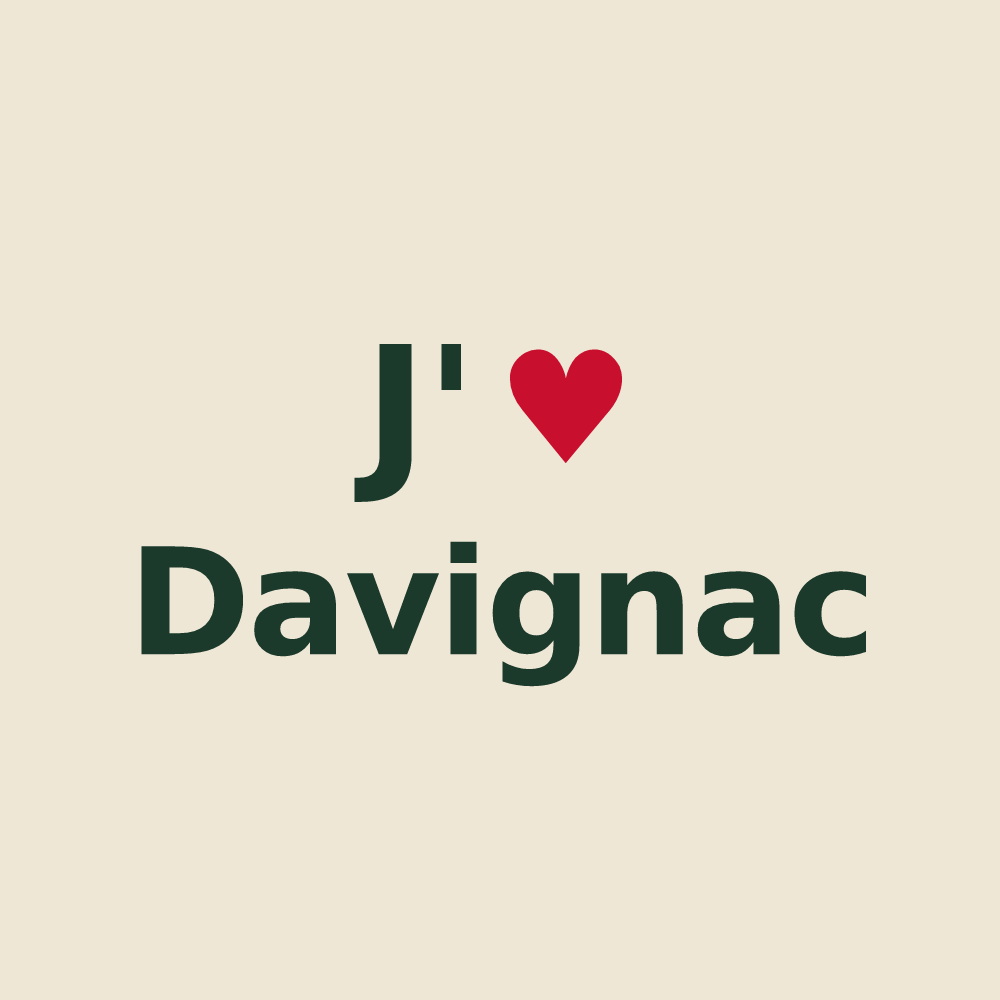 Tote bag personnalisé Davignac — design J'aime Davignac
