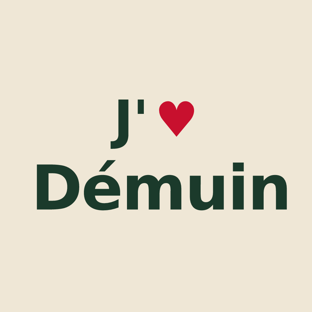 Tote bag personnalisé Démuin — design « J'aime Démuin » imprimé sur le tote bag