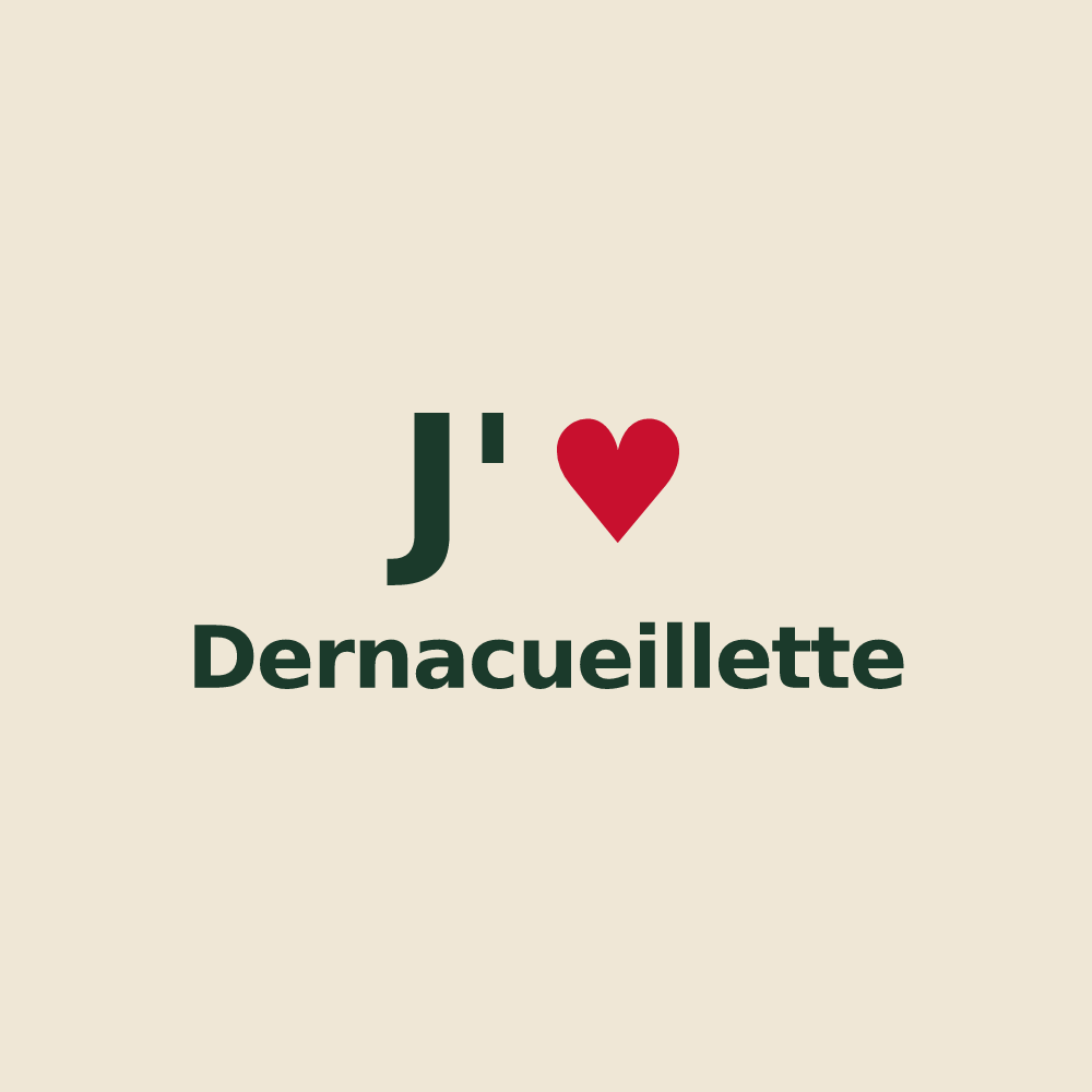 Tote bag personnalisé Dernacueillette — design J'aime Dernacueillette
