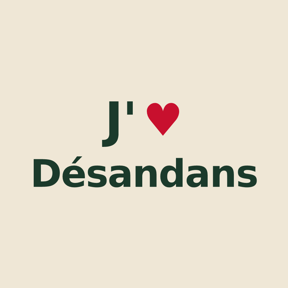 Tote bag personnalisé Désandans — design « J'aime Désandans » imprimé sur le tote bag