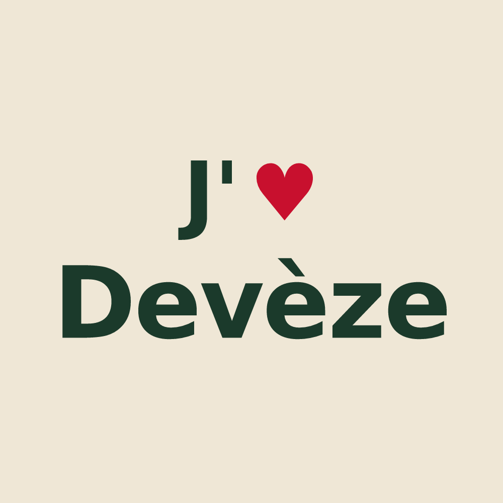 Tote bag personnalisé Devèze — design J'aime Devèze