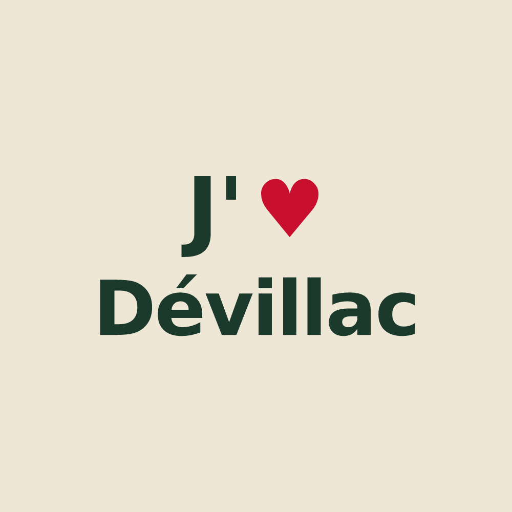 Tote bag personnalisé Dévillac — design J'aime Dévillac
