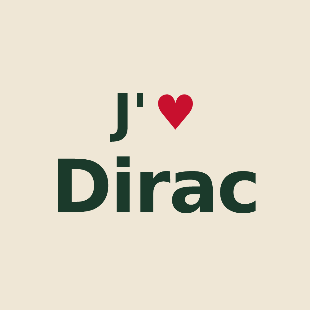 Tote bag personnalisé Dirac — design J'aime Dirac