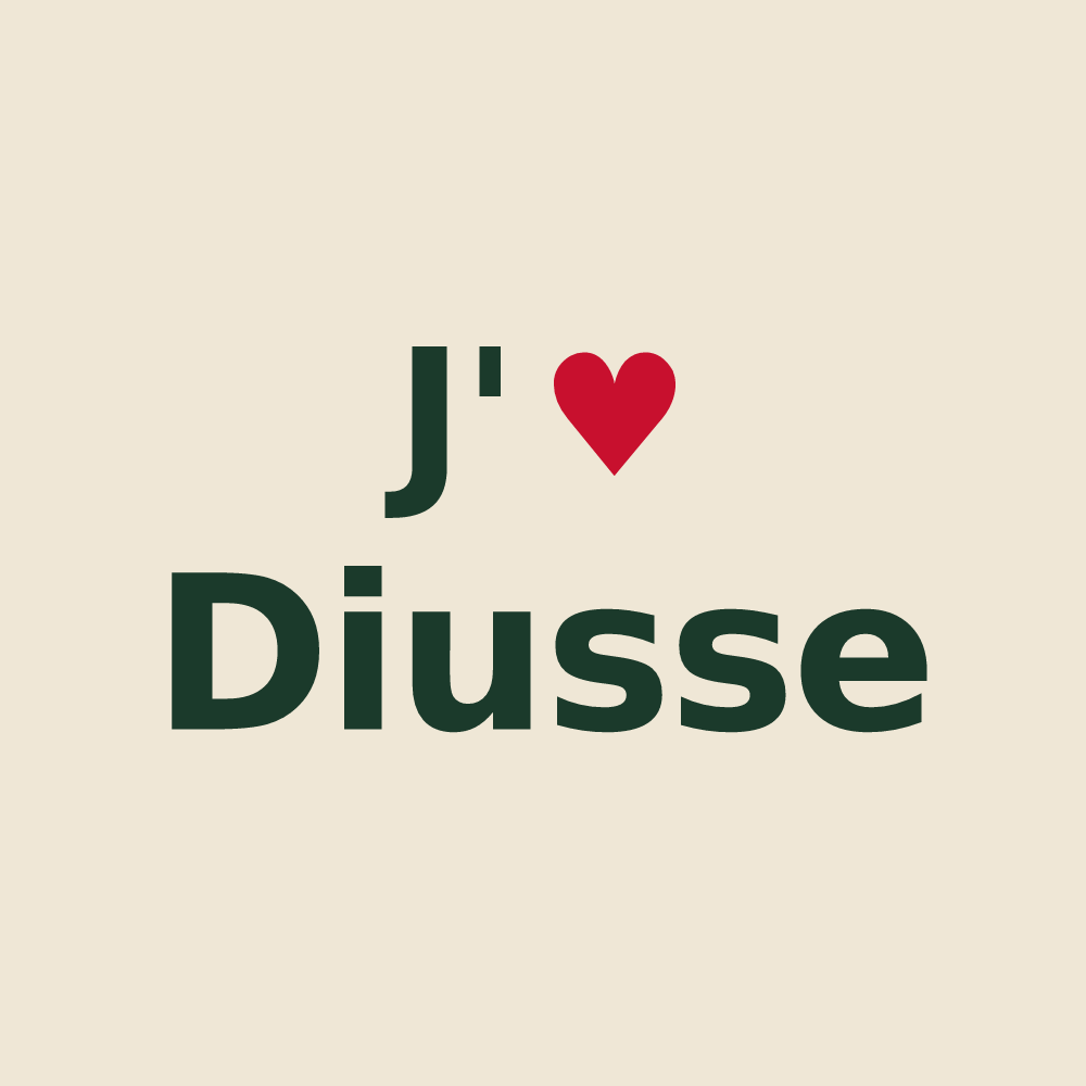 Tote bag personnalisé Diusse — design « J'aime Diusse » imprimé sur le tote bag