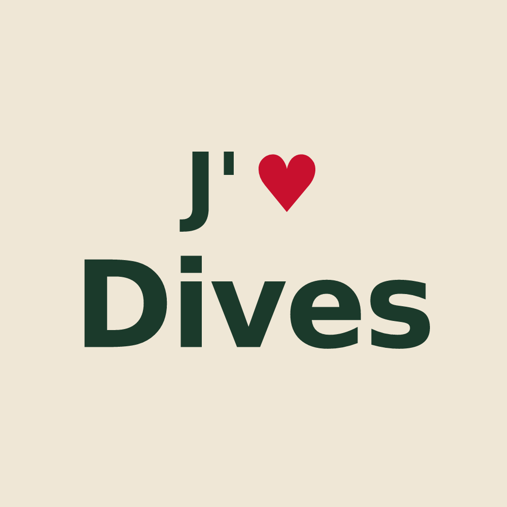 Tote bag personnalisé Dives — design « J'aime Dives » imprimé sur le tote bag