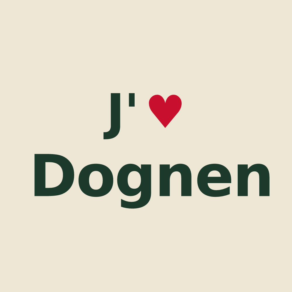 Tote bag personnalisé Dognen — design « J'aime Dognen » imprimé sur le tote bag