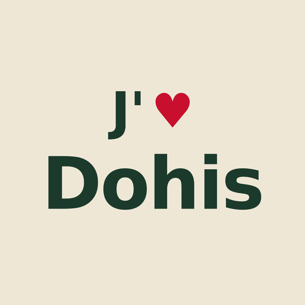 Tote bag personnalisé Dohis — design « J'aime Dohis » imprimé sur le tote bag