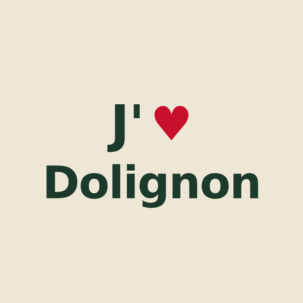 Tote bag personnalisé Dolignon — design J'aime Dolignon