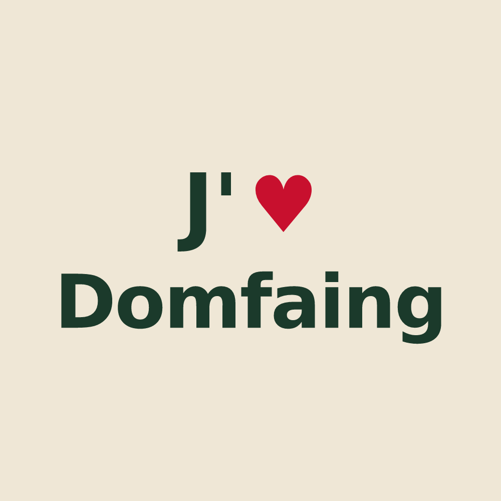 Tote bag personnalisé Domfaing — design « J'aime Domfaing » imprimé sur le tote bag