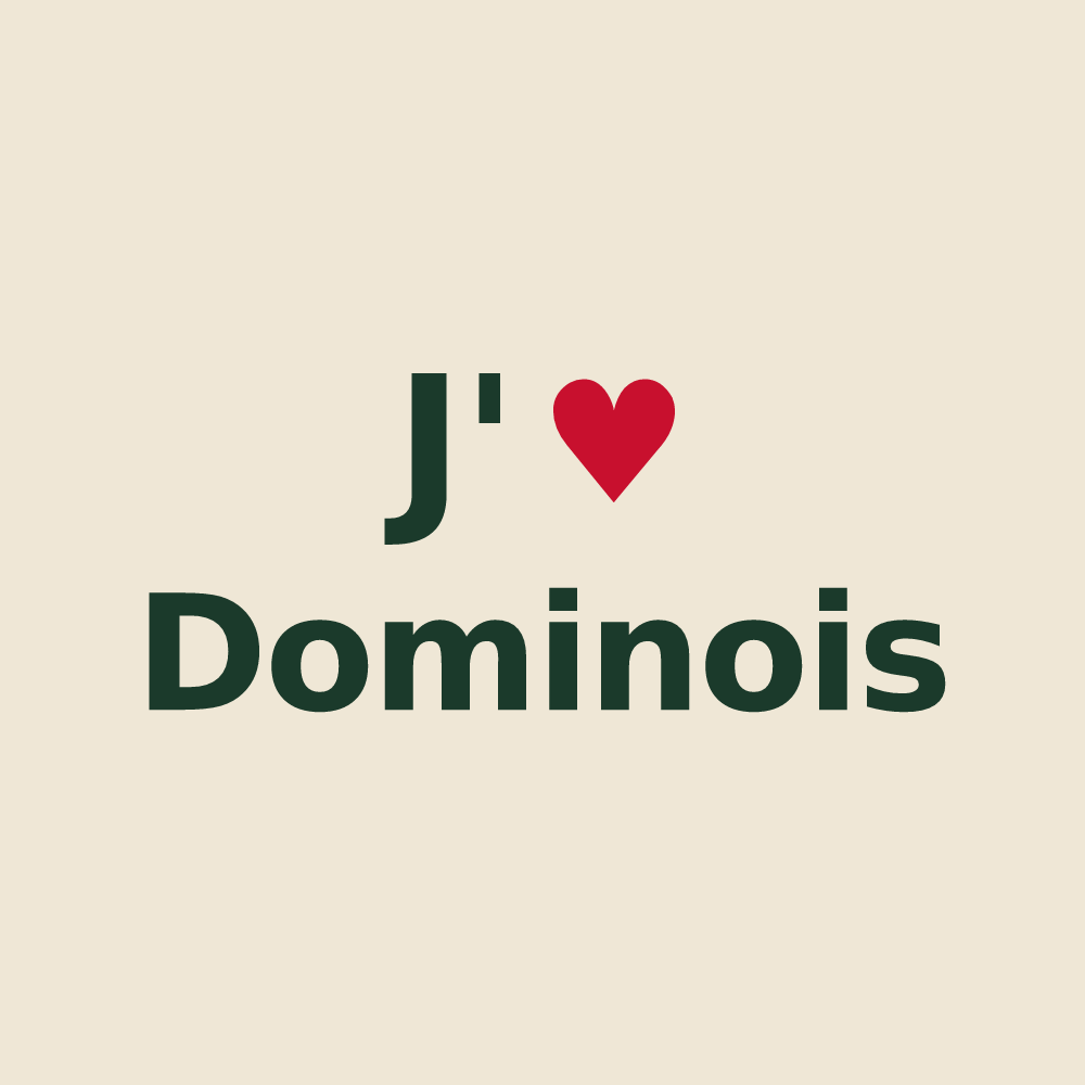 Tote bag personnalisé Dominois — design J'aime Dominois
