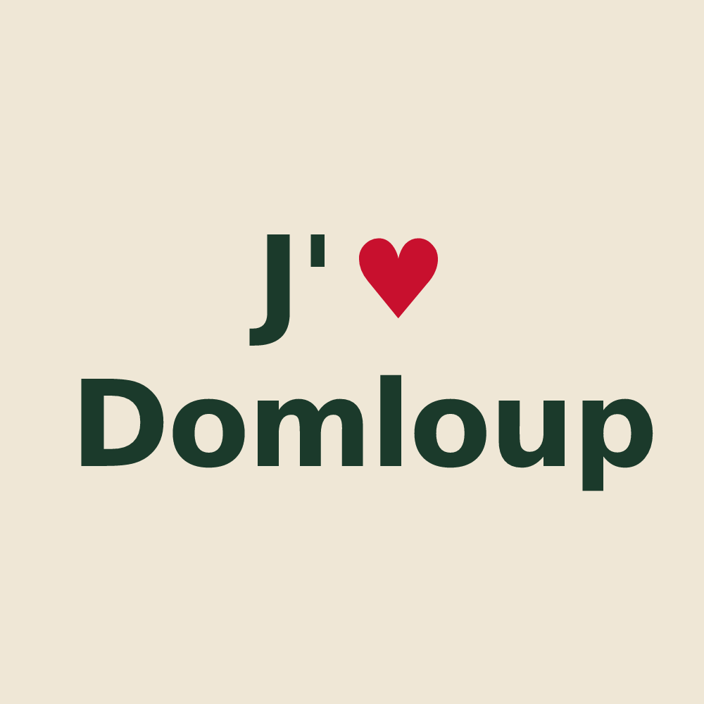 Tote bag personnalisé Domloup — design « J'aime Domloup » imprimé sur le tote bag