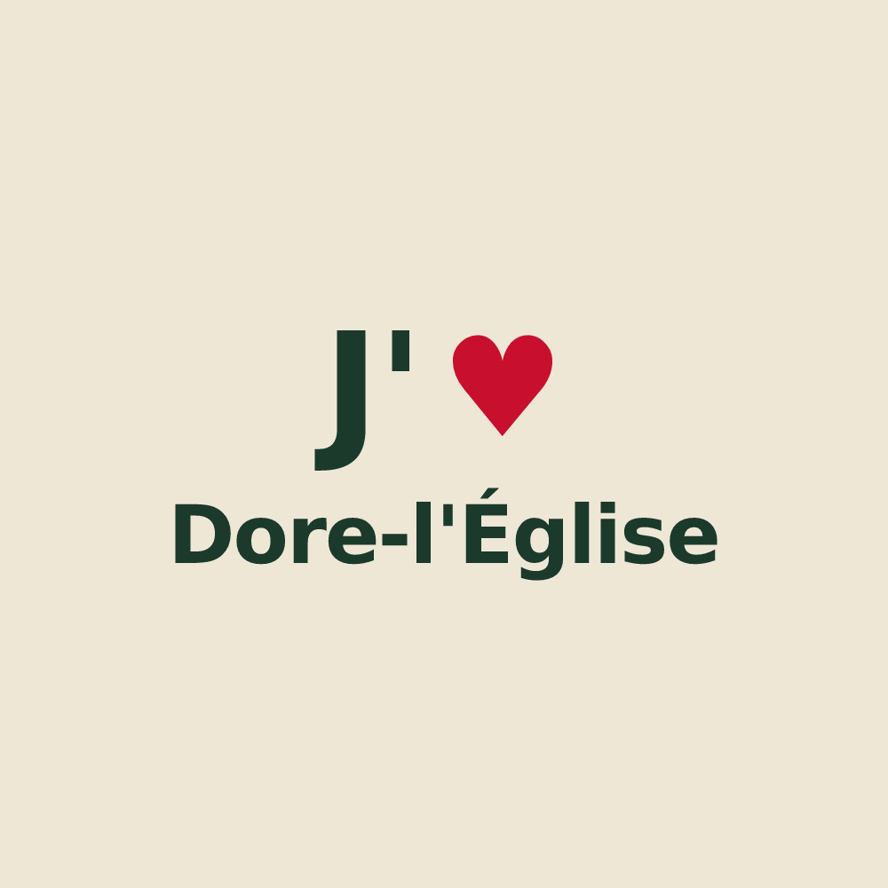 Tote bag personnalisé Dore-l'Église — design J'aime Dore-l'Église