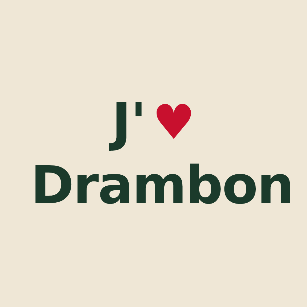 Tote bag personnalisé Drambon — design J'aime Drambon