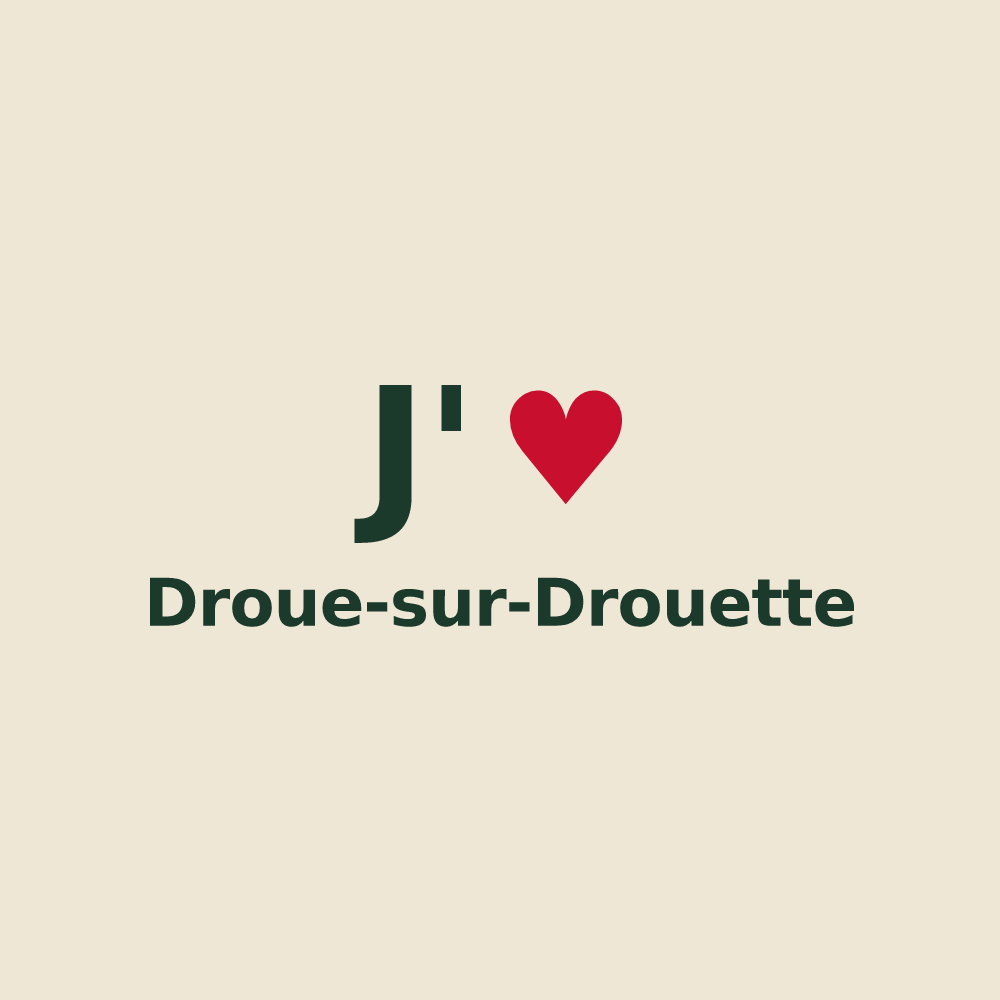 Tote bag personnalisé Droue-sur-Drouette — design J'aime Droue-sur-Drouette