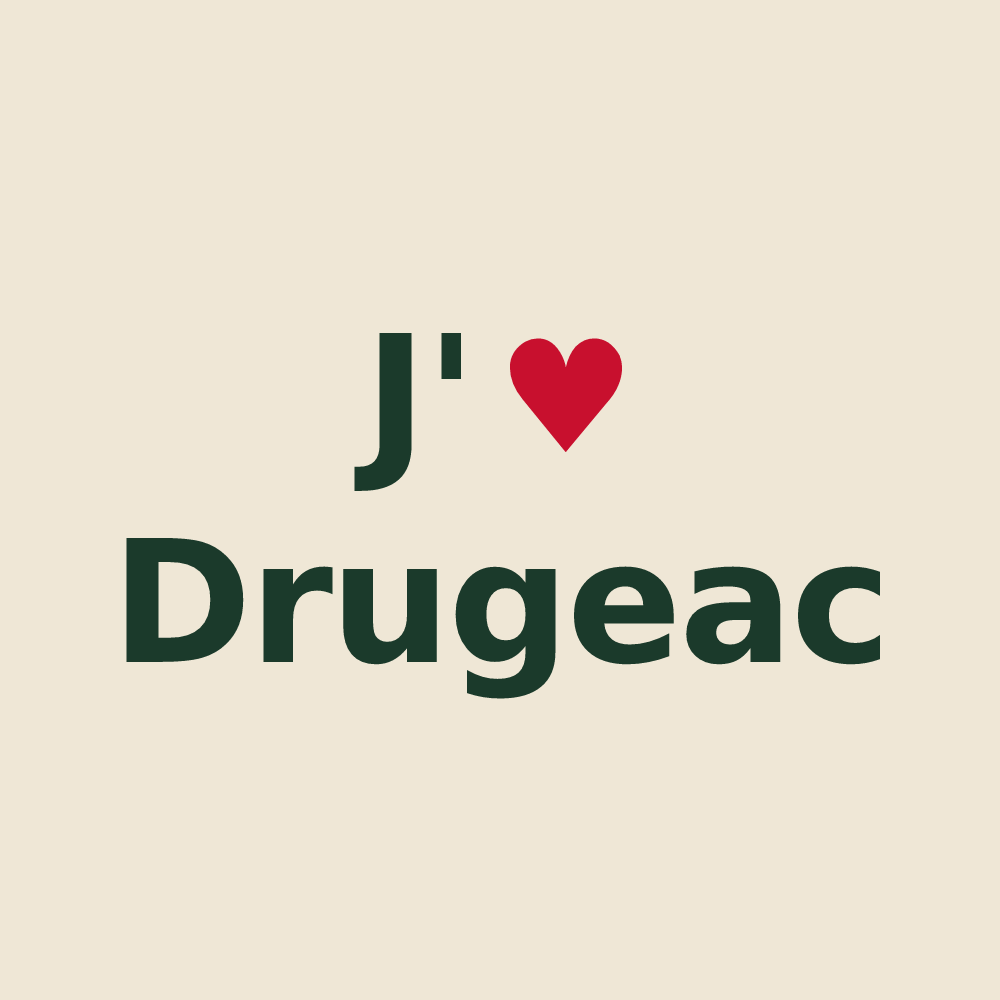Tote bag personnalisé Drugeac — design J'aime Drugeac