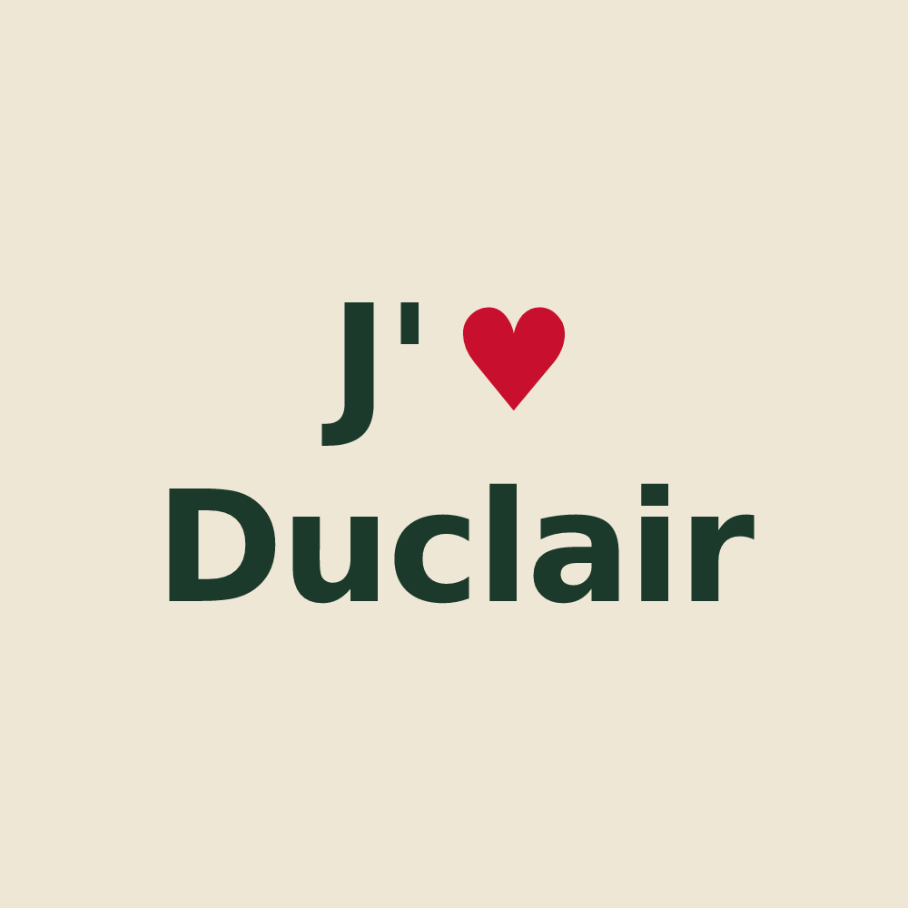 Tote bag personnalisé Duclair — design « J'aime Duclair » imprimé sur le tote bag