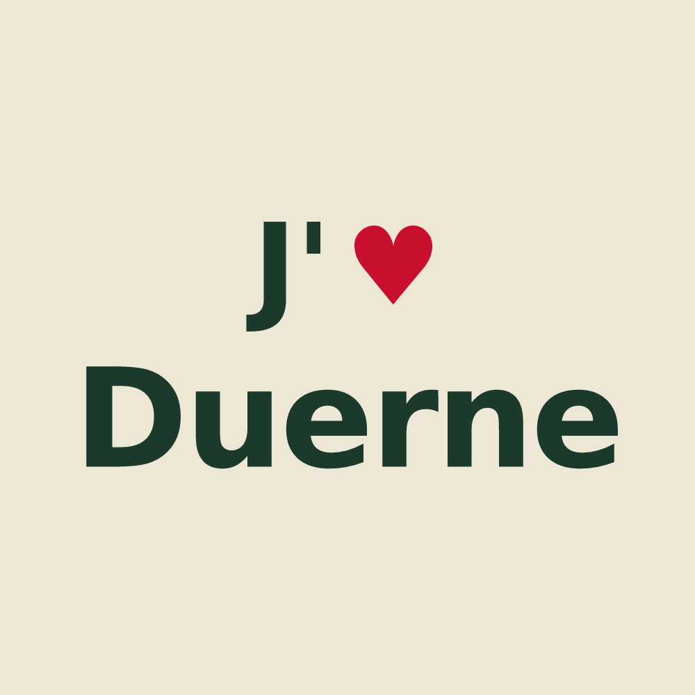 Tote bag personnalisé Duerne — design « J'aime Duerne » imprimé sur le tote bag