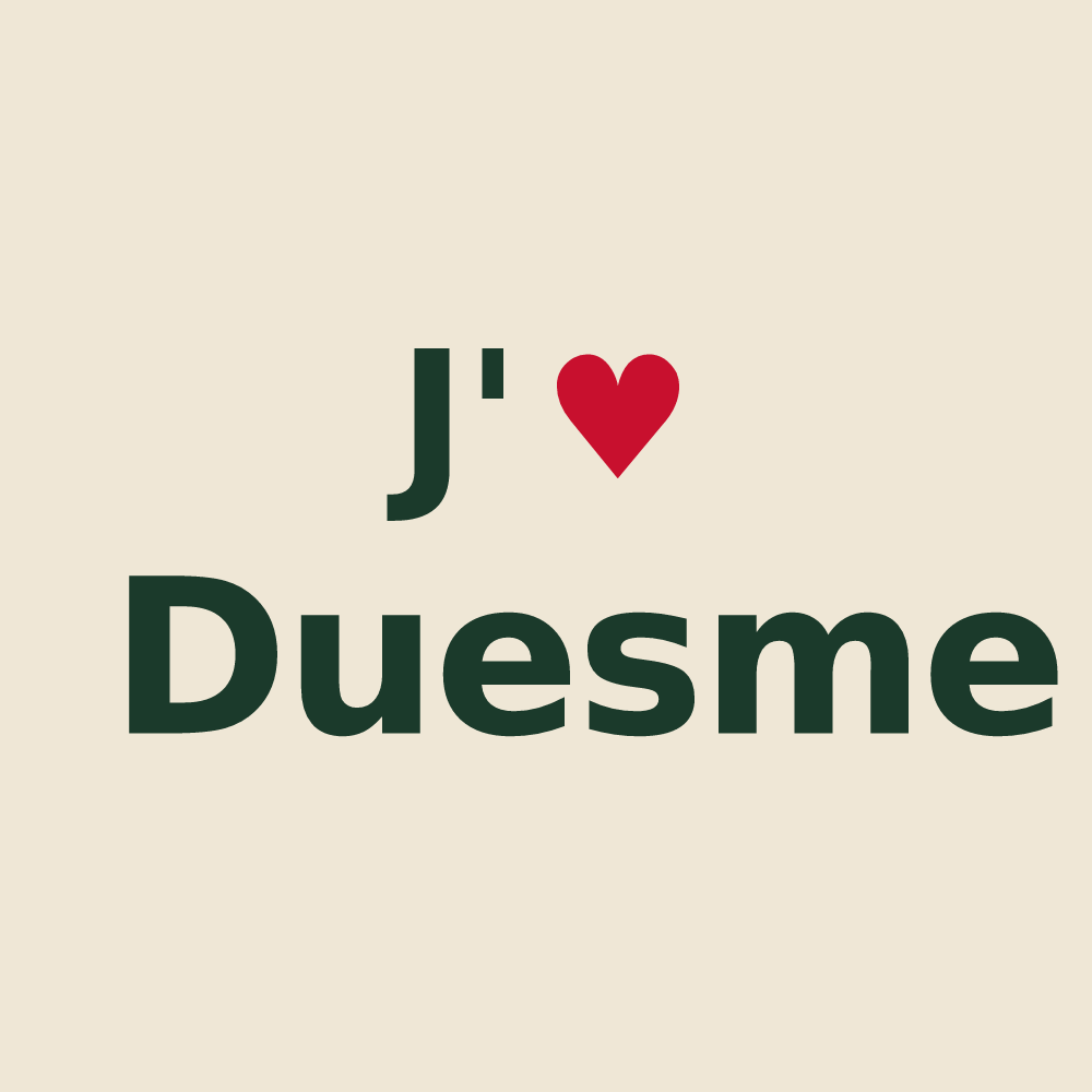 Tote bag personnalisé Duesme — design J'aime Duesme