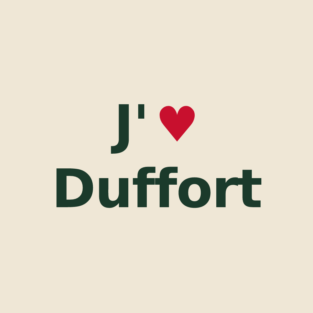 Tote bag personnalisé Duffort — design J'aime Duffort