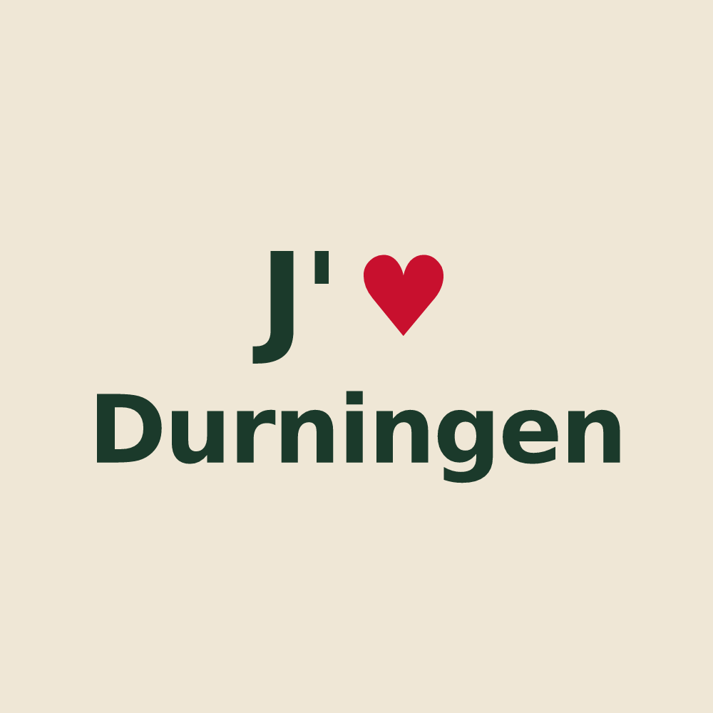 Tote bag personnalisé Durningen — design « J'aime Durningen » imprimé sur le tote bag