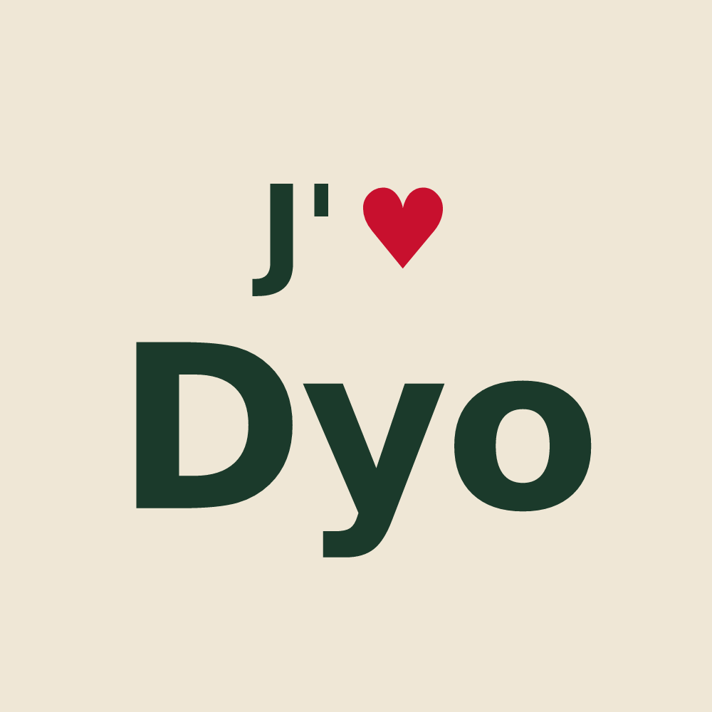 Tote bag personnalisé Dyo — design « J'aime Dyo » imprimé sur le tote bag