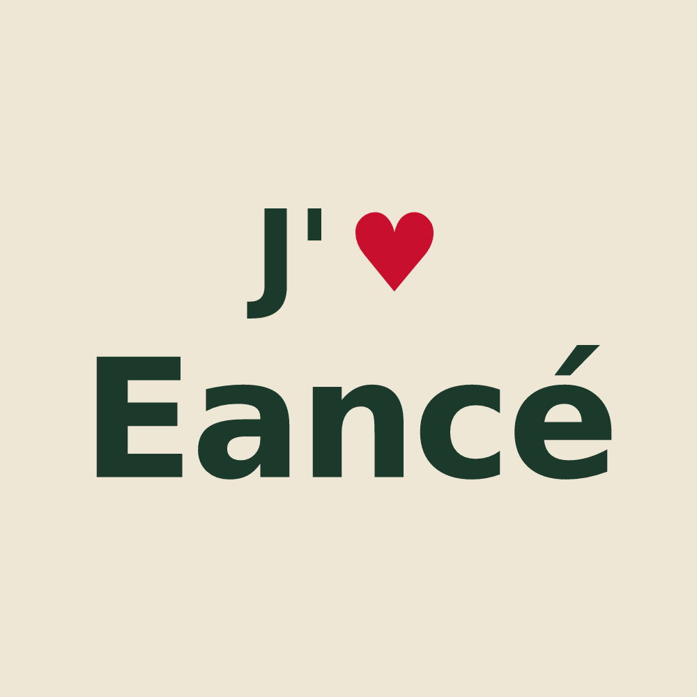 Tote bag personnalisé Eancé — design « J'aime Eancé » imprimé sur le tote bag