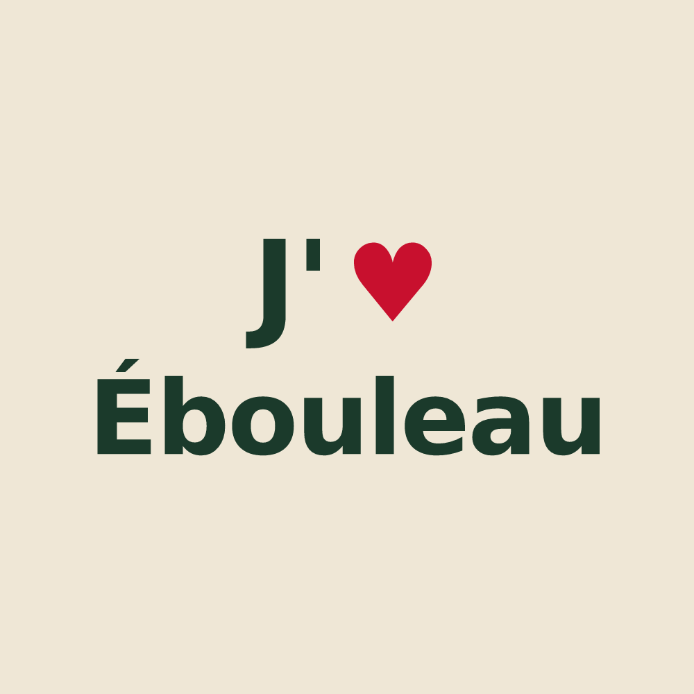 Tote bag personnalisé Ébouleau — design J'aime Ébouleau