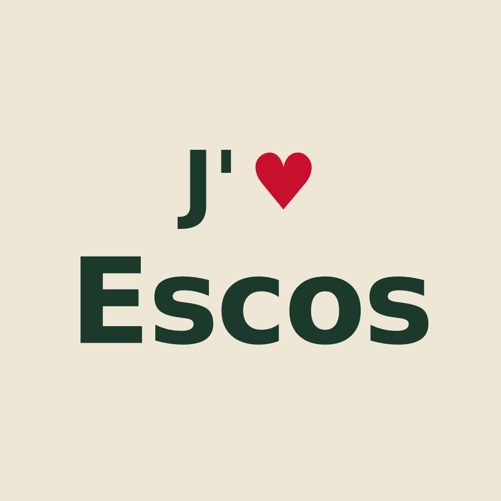 Tote bag personnalisé Escos — design « J'aime Escos » imprimé sur le tote bag