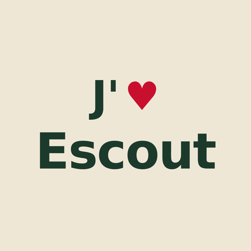 Tote bag personnalisé Escout — design « J'aime Escout » imprimé sur le tote bag