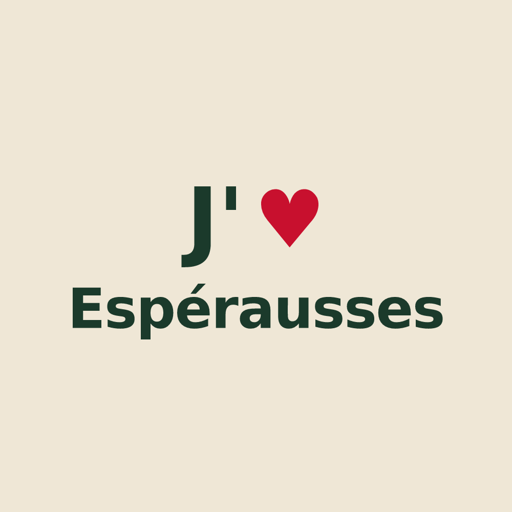 Tote bag personnalisé Espérausses — design J'aime Espérausses