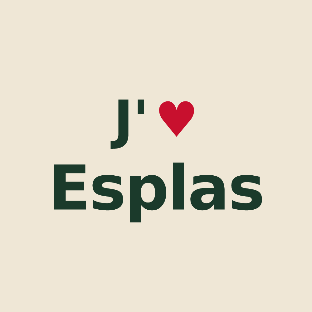 Tote bag personnalisé Esplas — design « J'aime Esplas » imprimé sur le tote bag